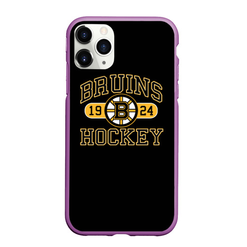 Чехол для iPhone 11 Pro Max матовый Boston Bruins, цвет фиолетовый