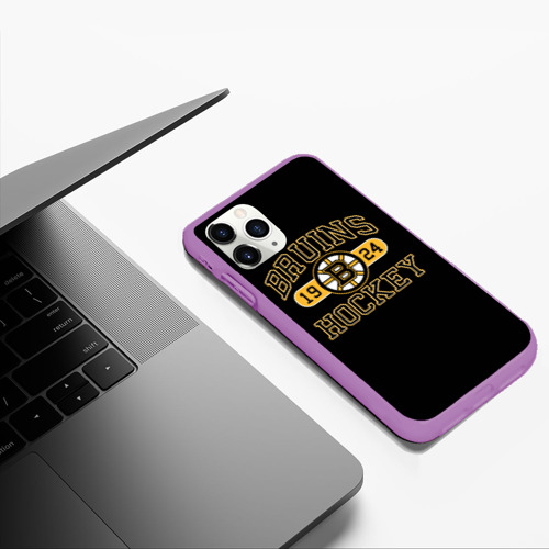 Чехол для iPhone 11 Pro Max матовый Boston Bruins, цвет фиолетовый - фото 5