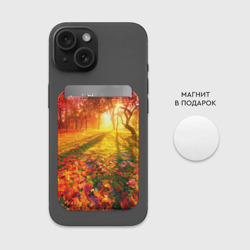 Картхолдер Magsafe магнитный Осенний огненный лес - фото 2