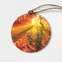 Деревянная игрушка круг Осенний огненный лес