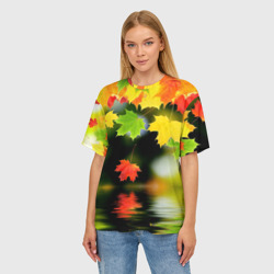 Женская футболка oversize 3D Осень - листья клена - фото 2