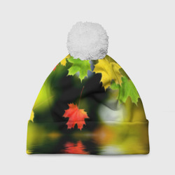 Осень - листья клена – Шапка 3D c помпоном с принтом купить
