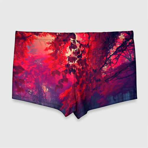 Мужские купальные плавки 3D Осенний красный лес, цвет 3D печать - фото 2