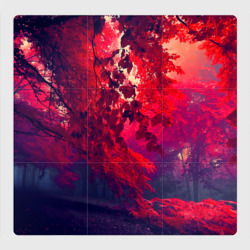 Магнитный плакат 3Х3 Осенний красный лес