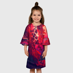 Детское платье 3D Осенний красный лес - фото 2