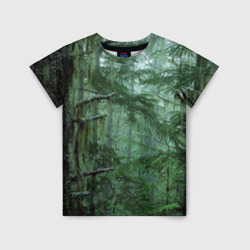 Детская футболка 3D Дремучий еловый лес