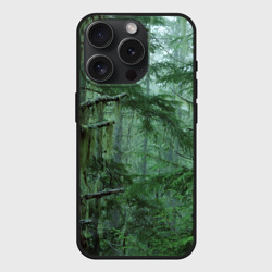Чехол силиконовый для Apple iPhone 15 Pro матовый Дремучий еловый лес