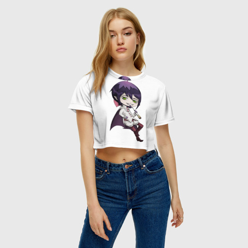 Женская футболка Crop-top 3D Blue Exorcist Мефисто, цвет 3D печать - фото 4