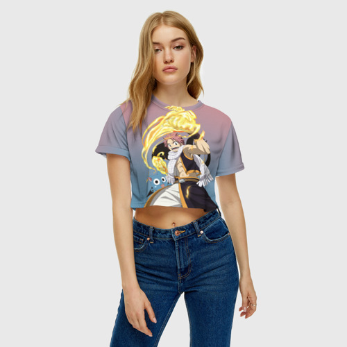 Женская футболка Crop-top 3D Градиентный Хвост Фей, цвет 3D печать - фото 3