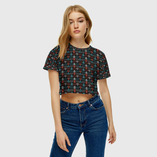 Женская футболка Crop-top 3D TwentyONE pilots pattern, цвет 3D печать - фото 3