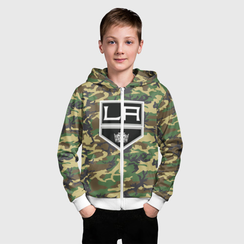 Детская толстовка 3D на молнии Kings Camouflage, цвет белый - фото 3