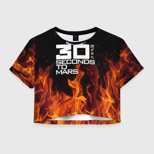 Женская футболка Crop-top 3D 30 seconds to mars fire, цвет 3D печать