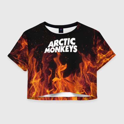 Женская футболка Crop-top 3D Arctic Monkeys fire, цвет 3D печать