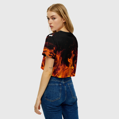 Женская футболка Crop-top 3D Arctic Monkeys fire, цвет 3D печать - фото 5