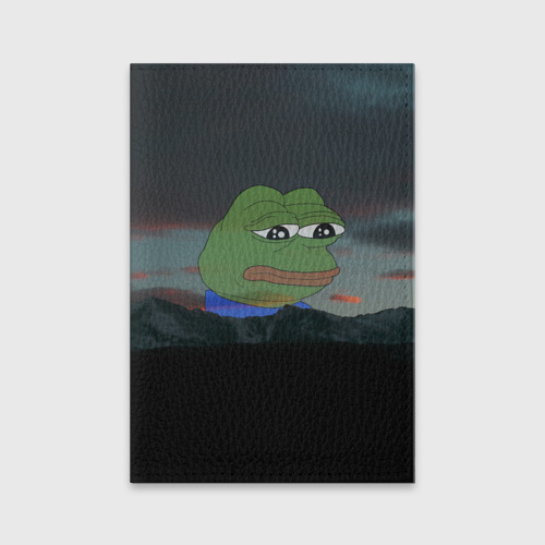 Обложка для паспорта матовая кожа Sad frog, цвет черный