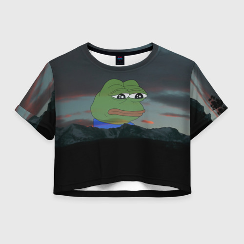 Женская футболка Crop-top 3D Sad frog, цвет 3D печать
