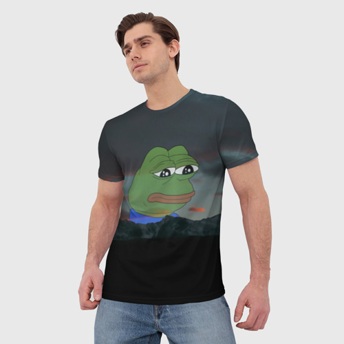 Мужская футболка 3D Sad frog, цвет 3D печать - фото 3