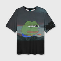 Женская футболка oversize 3D Sad frog