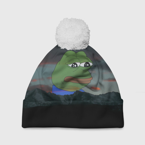 Шапка 3D c помпоном Sad frog