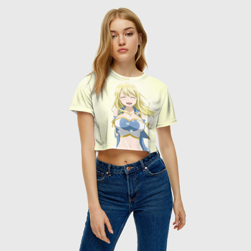 Женская футболка Crop-top 3D Hey улфбается , цвет 3D печать - фото 3