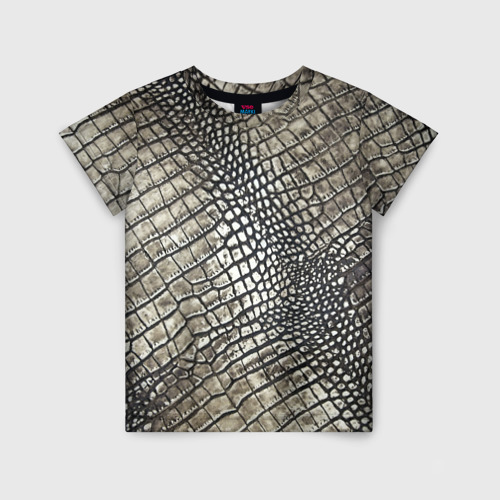 Детская футболка 3D с принтом Кожа крокодила, вид спереди #2