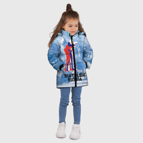 Зимняя куртка для девочек 3D Biathlon Russia, цвет светло-серый - фото 5