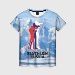 Женская футболка 3D Biathlon Russia