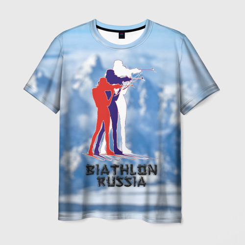 Мужская футболка 3D Biathlon Russia, цвет 3D печать