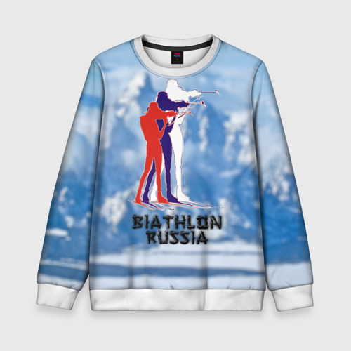 Детский свитшот 3D Biathlon Russia, цвет 3D печать