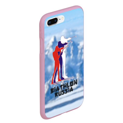 Чехол для iPhone 7Plus/8 Plus матовый Biathlon Russia, цвет розовый - фото 3