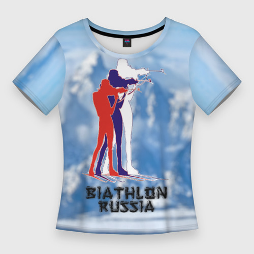 Женская футболка 3D Slim Biathlon Russia, цвет 3D печать