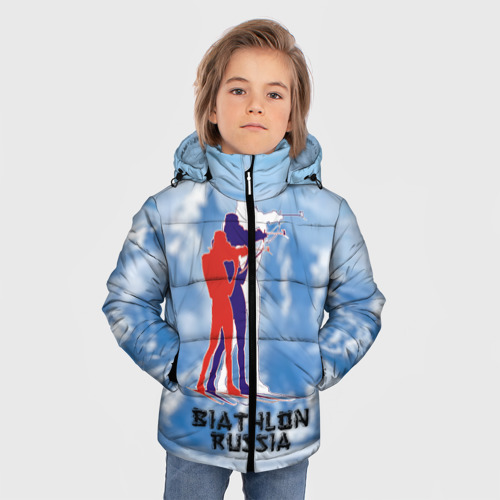 Зимняя куртка для мальчиков 3D Biathlon Russia, цвет светло-серый - фото 3