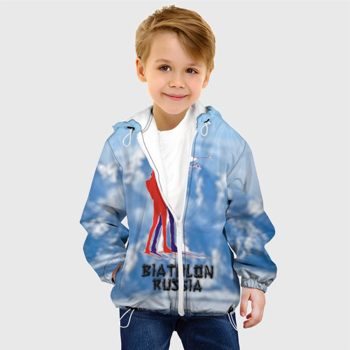 Детская куртка 3D с принтом Biathlon Russia, фото на моделе #1