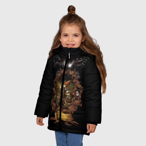 Зимняя куртка для девочек 3D с принтом По ту сторону изгороди, фото на моделе #1