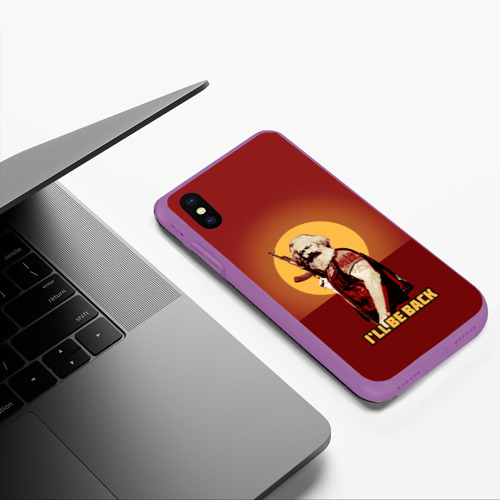 Чехол для iPhone XS Max матовый Маркс: I'll Be Back, цвет фиолетовый - фото 5