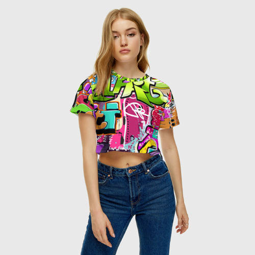 Женская футболка Crop-top 3D Граффити, цвет 3D печать - фото 4