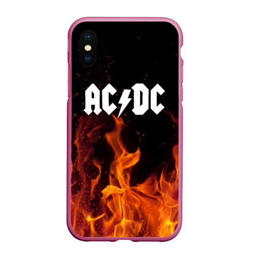 Чехол для iPhone XS Max матовый AC DC, цвет малиновый