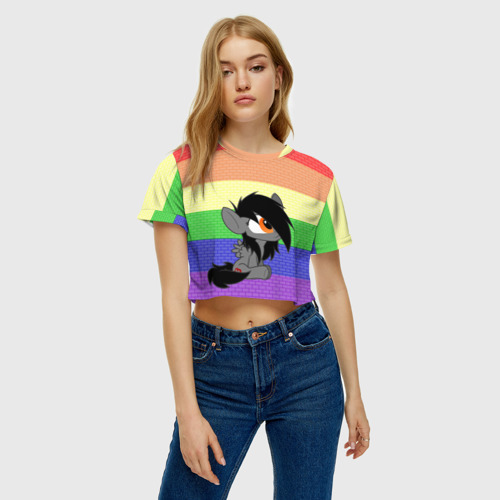 Женская футболка Crop-top 3D Литл Пони радуга - фото 4