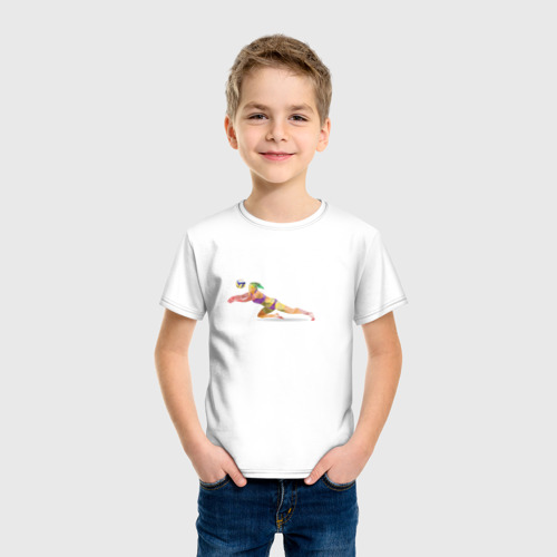Детская футболка хлопок Волейбол геометрия, цвет белый - фото 3