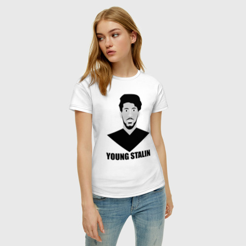Женская футболка хлопок Young Stalin, цвет белый - фото 3
