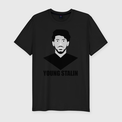 Мужская футболка хлопок Slim Young Stalin, цвет черный