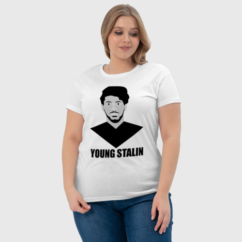 Женская футболка хлопок Young Stalin, цвет белый - фото 6