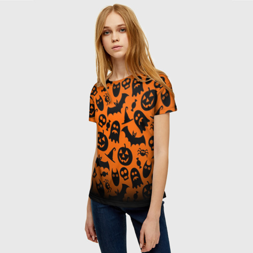Женская футболка 3D с принтом Halloween, фото на моделе #1