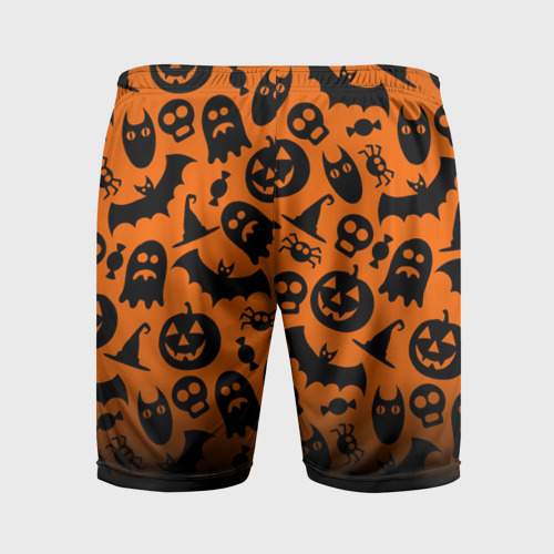 Мужские шорты спортивные с принтом Halloween, вид сзади #1