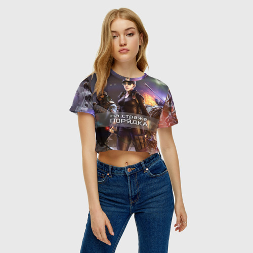 Женская футболка Crop-top 3D На страже порядка, цвет 3D печать - фото 3