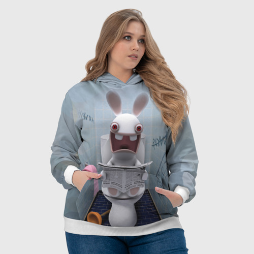 Женская толстовка 3D Кролик с газетой, цвет 3D печать - фото 6