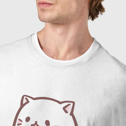 Мужская футболка хлопок Бананька котик, цвет белый - фото 6