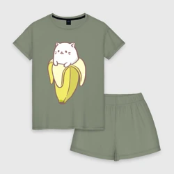 Женская пижама с шортиками хлопок Бананька котик