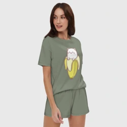 Женская пижама с шортиками хлопок Бананька котик - фото 2