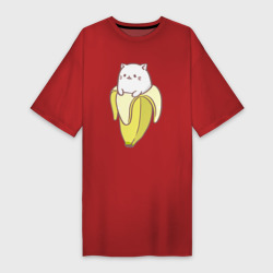 Бананька котик – Платье-футболка из хлопка с принтом купить